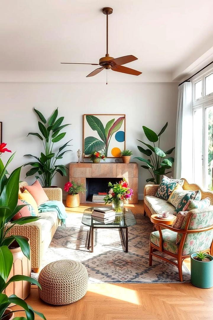 Floral and Fauna Infusion - 30 Colorful Living Room Ideas