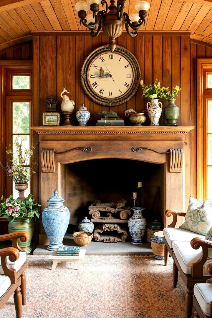 French Country Sunroom with Rustic Fireplace Detail - 30 Sunroom With Fireplace