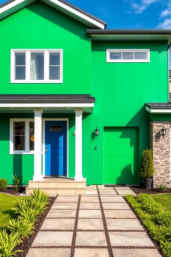 Fresh Viridian Contrast - 30 Green Exterior House Paint Ideas