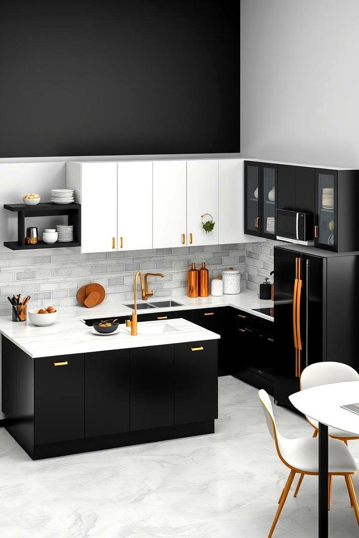 Functional Kitchen Layout - 30 black white and gold kitchen ideas