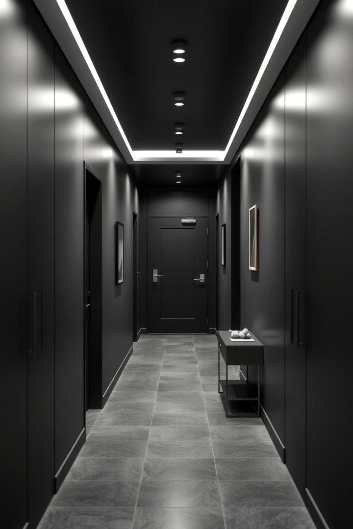 Functional Minimalism - 30 Black Hallway Ideas