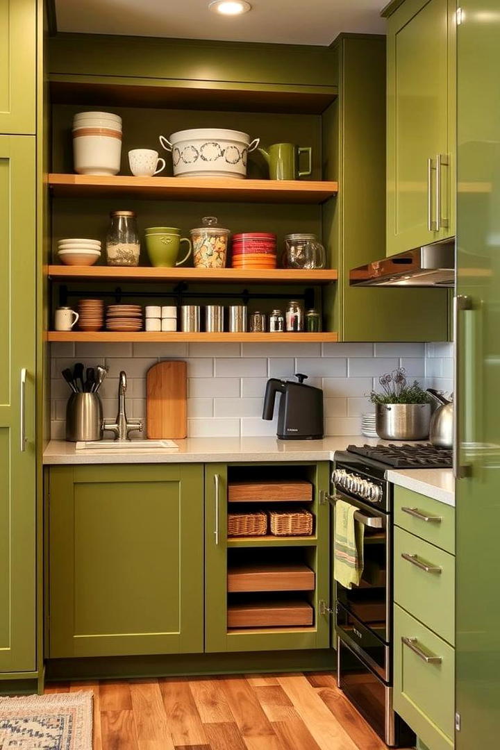 Functional Olive Green Layout - 30 Olive Green Kitchens