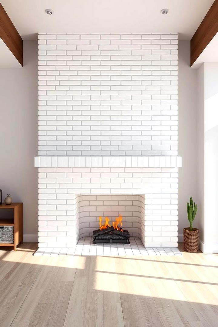 Functional White Brick Modernity - 30 White Brick Fireplace Ideas