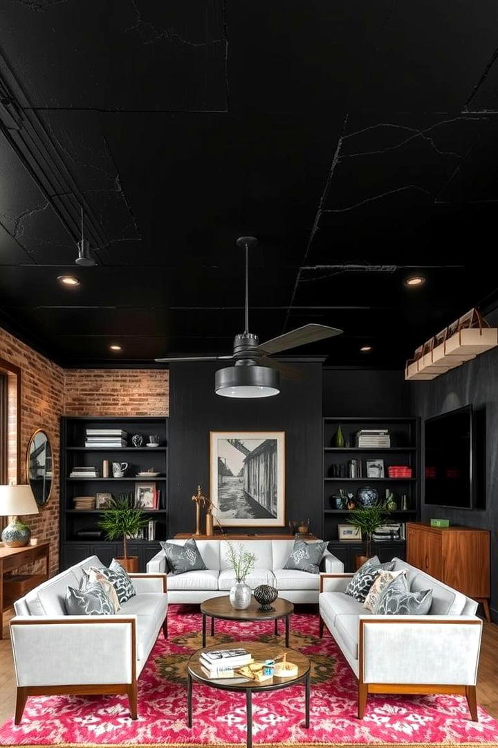 Fusion Style Black Ceiling Design - 30 Black Ceiling Design Ideas