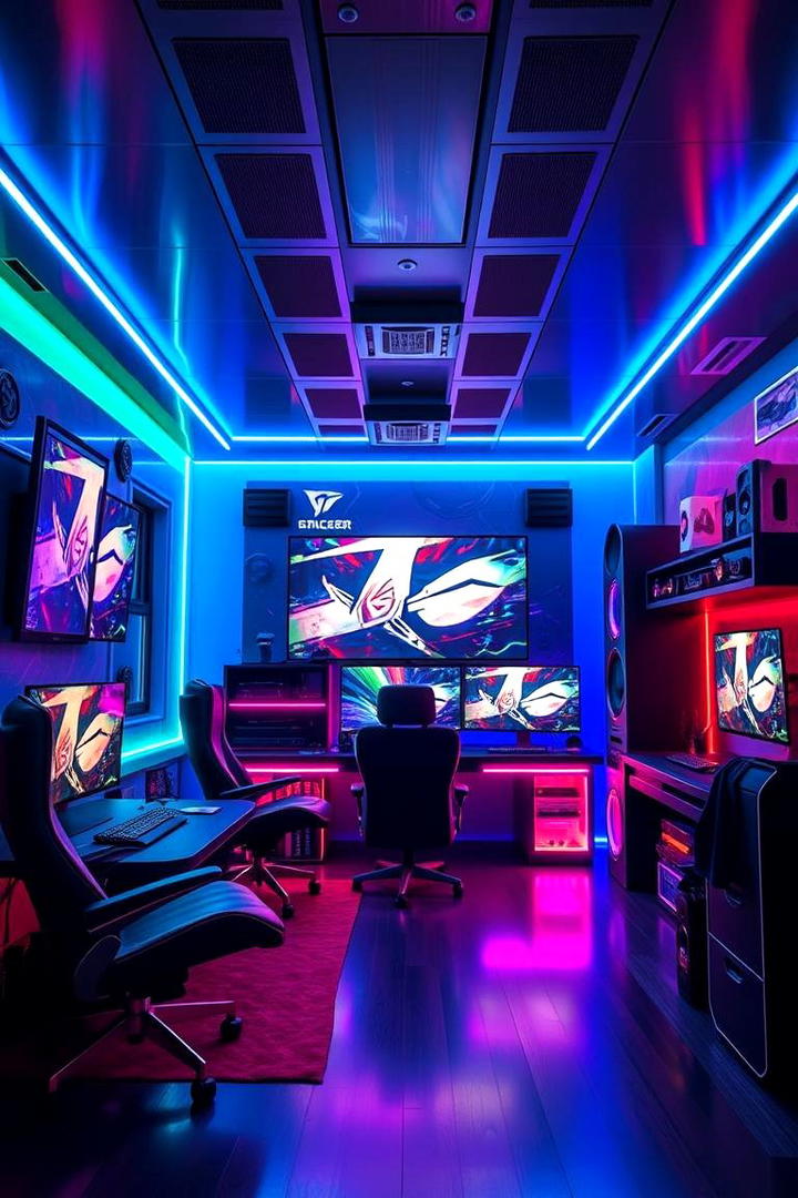 Futuristic Gaming Den - 30 Aesthetic Room Ideas With Led Lights