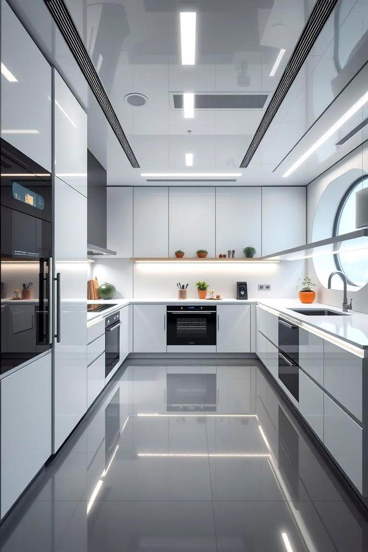 Futuristic Grey Kitchen with Smart Features - 30 Kitchens With Grey Floors