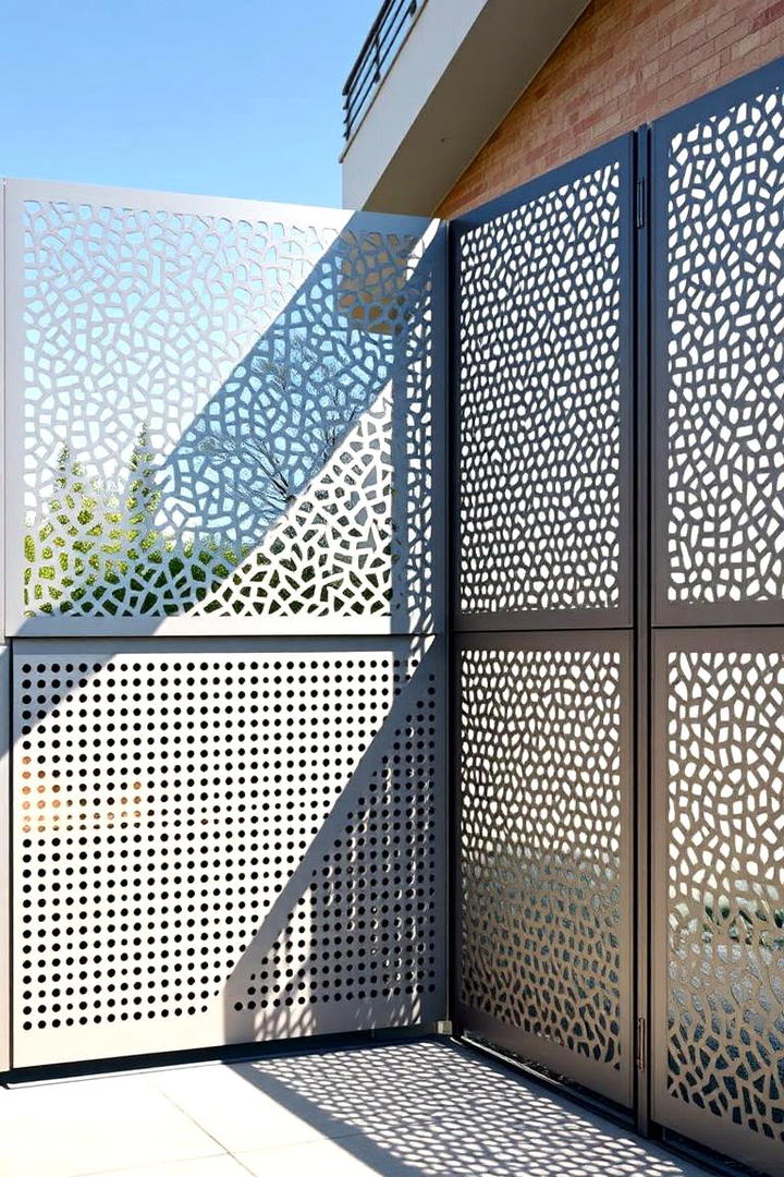 Futuristic Perforated Metal Fence - 30 Corner Fence Ideas