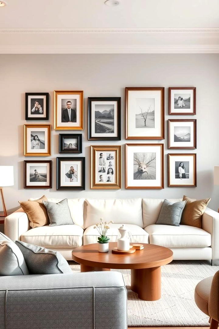 Gallery Wall with Mixed Frames - 30 Family Picture Wall Ideas