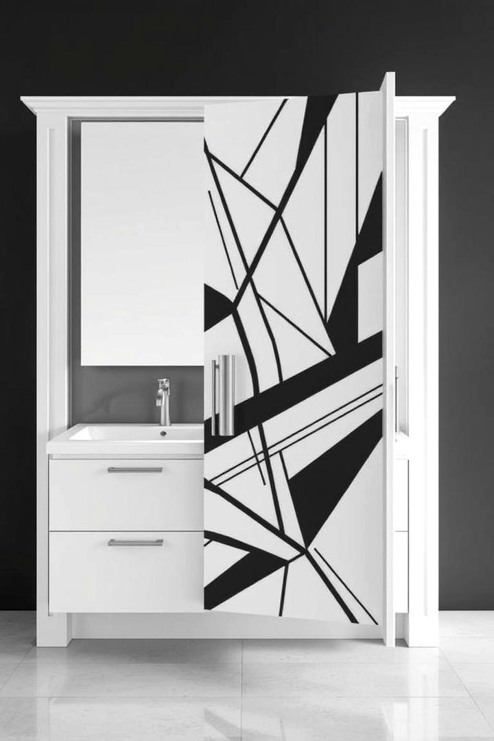 Geometric Pattern Vanity Door - 30 Small Bathroom Vanity Ideas