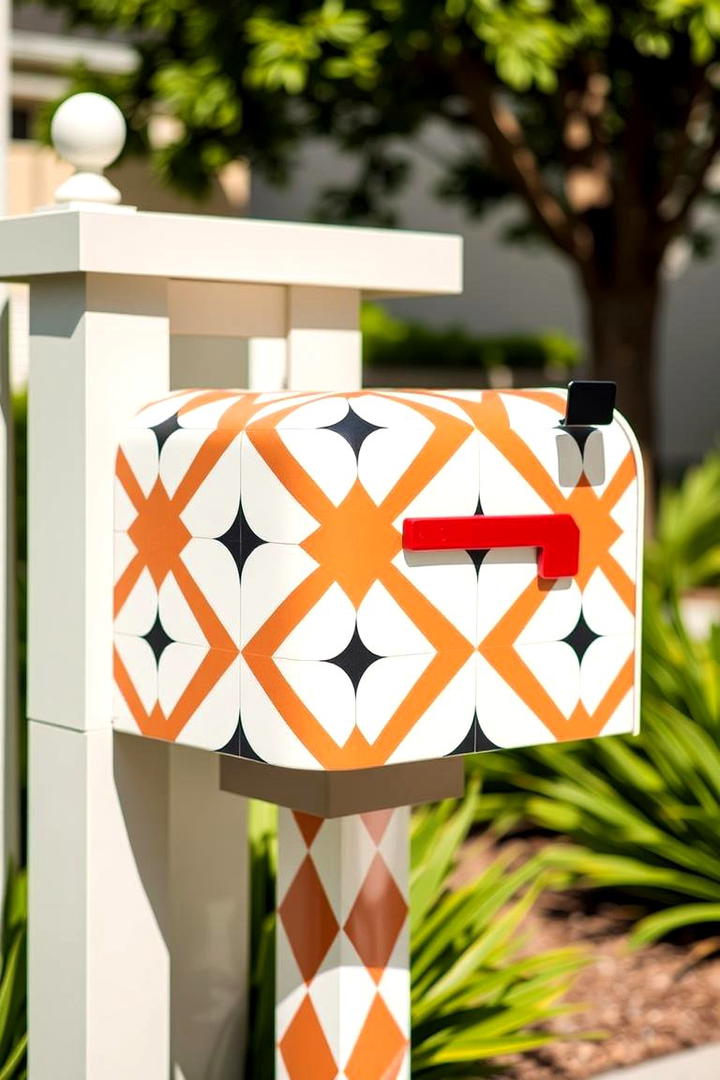 Geometric Patterned Mailbox - 30 Mailbox Decor Ideas