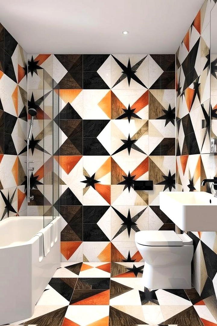 Geometric Patterned Tiles - 30 Bathroom Art Ideas