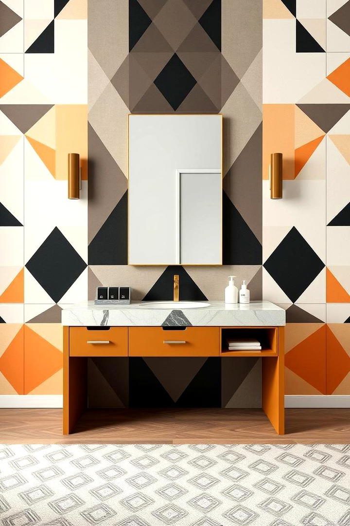 Geometric Patterned Vanity Art - 30 Bedroom Vanity Ideas