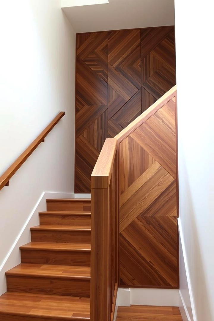 Geometric Patterned Wood Railing - 30 Wood Stair Railing Ideas