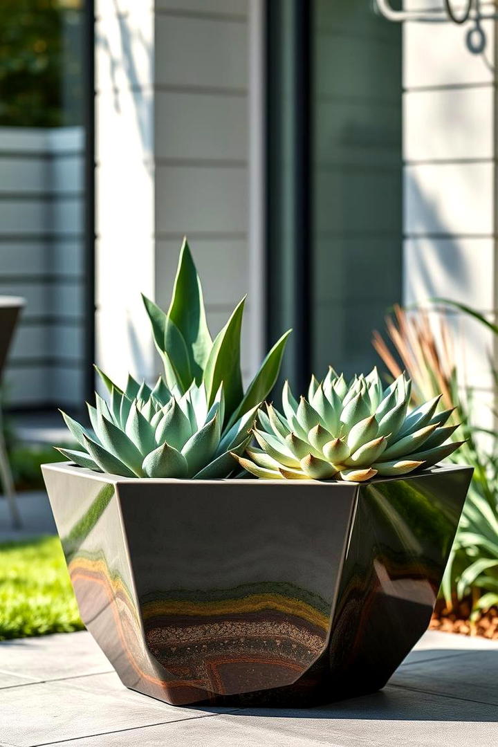 Geometric Resin Container - 30 Outdoor Succulent Container Ideas