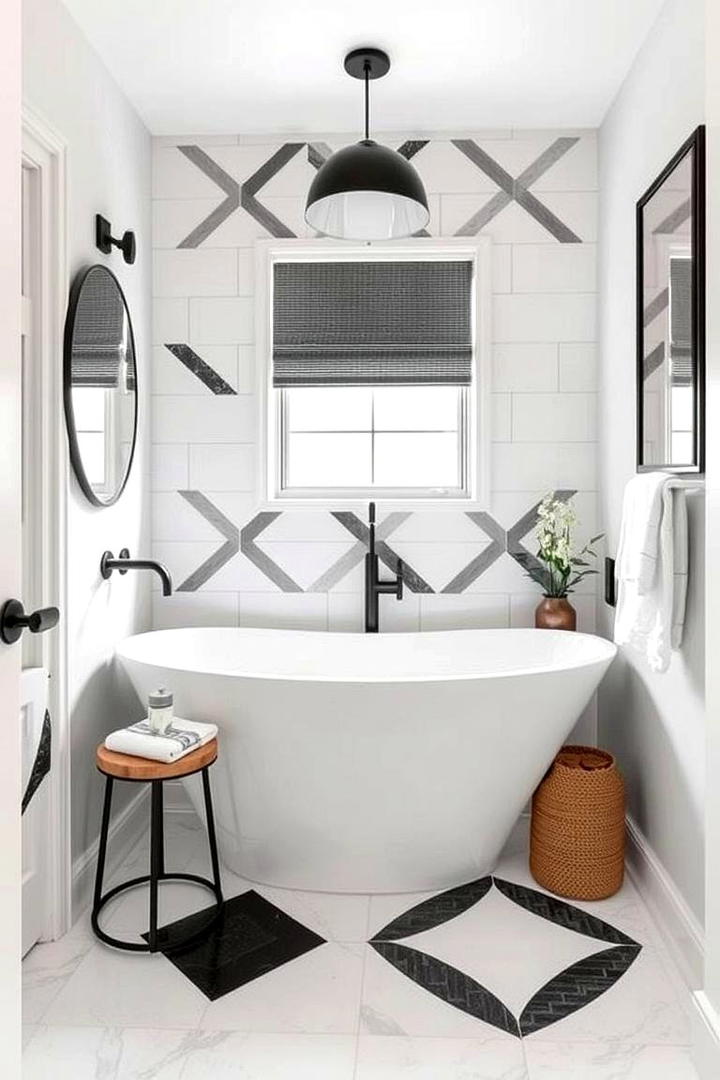 Geometric Tile Patterns - 30 Small Master Bathroom Ideas