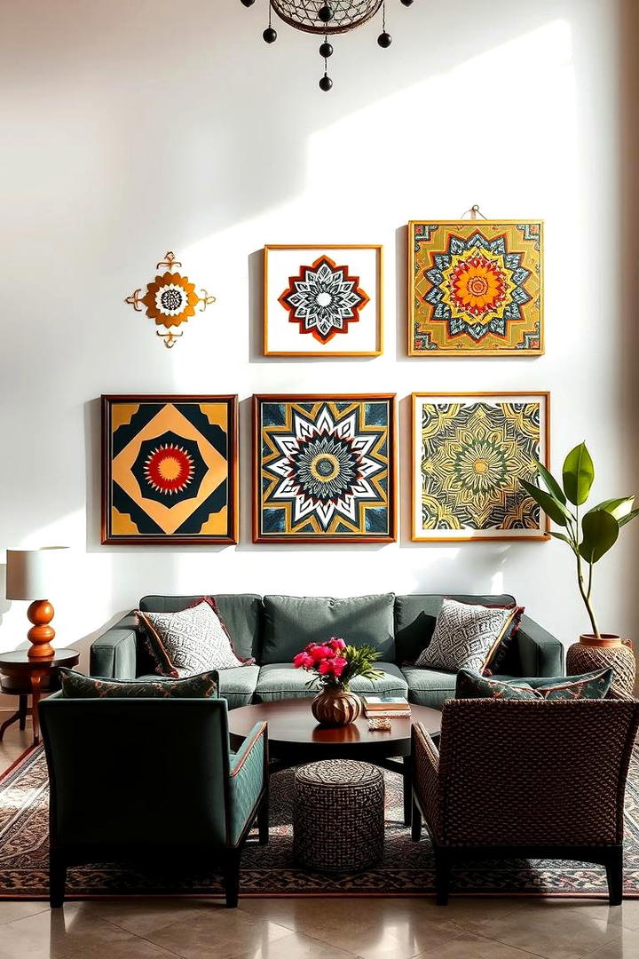 Geometric Wall Art - 30 Moroccan Living Room Ideas