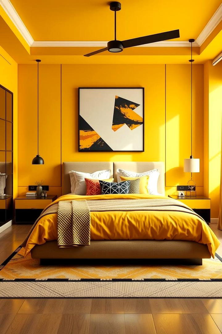 Geometric Yellow Patterns - 30 Yellow Bedroom Ideas