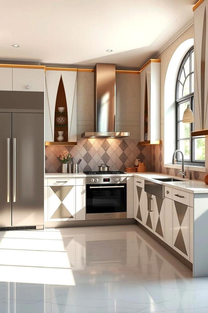 Glamorous Geometric Accents - 30 Art Deco Kitchen Ideas