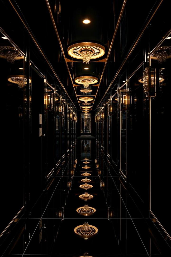 Glamorous Reflective Surfaces - 30 Black Hallway Ideas