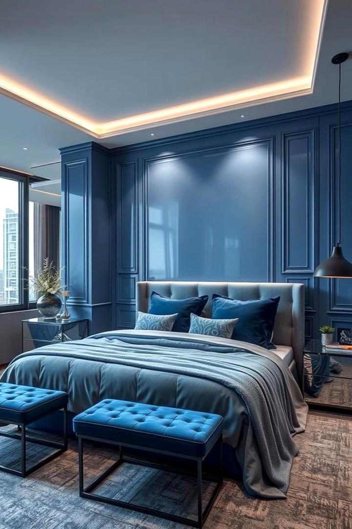 Glamorous Urban Getaway - 30 Blue and Grey Bedroom Ideas