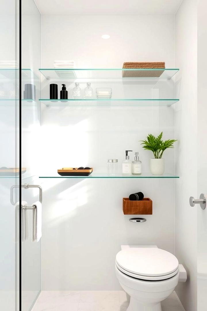 Glass Shelf Accents - 30 Small Bathroom Shelving Ideas