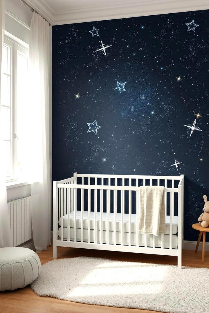 Glittering Starry Night - 30 Nursery Accent Wall Ideas