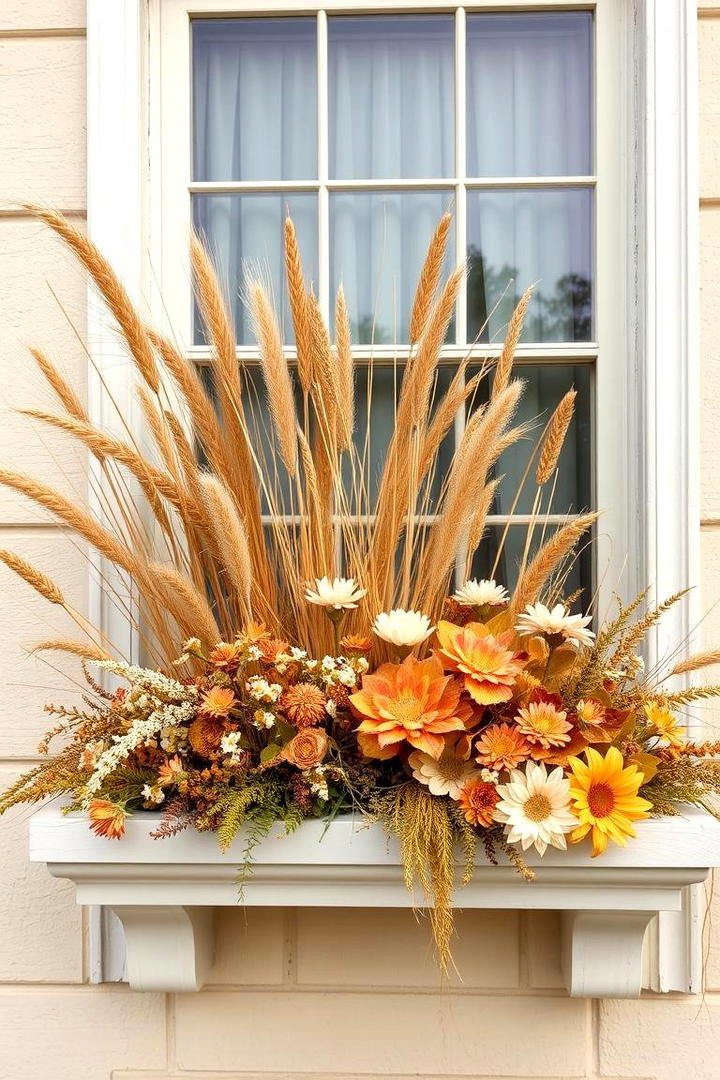 Golden Grain Display - 30 Fall Window Box Ideas