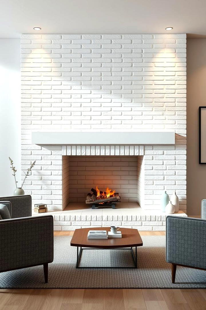 Graceful White Brick Minimalism - 30 White Brick Fireplace Ideas