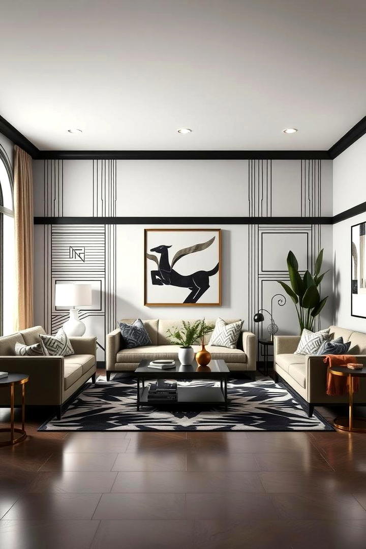 Graphic Prints - 30 Art Deco Living Room Ideas