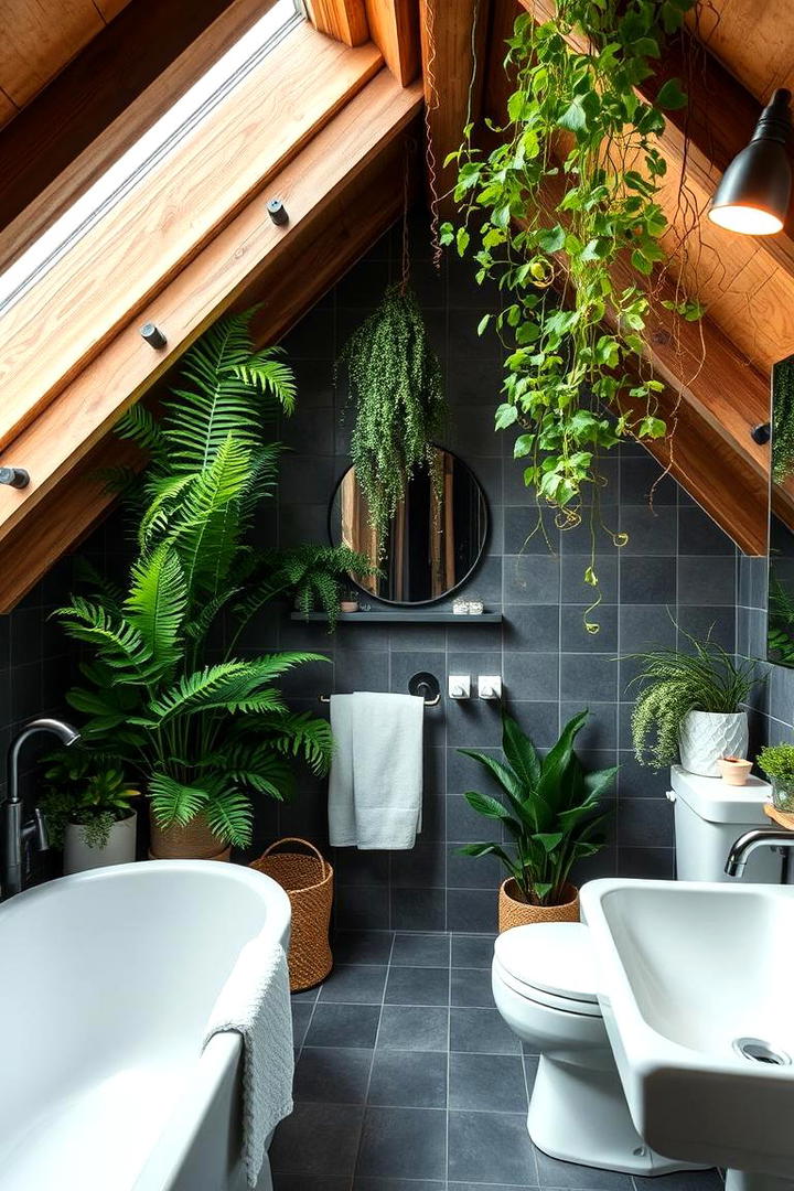 Green Plant Accents - 30 Attic Bathroom Ideas