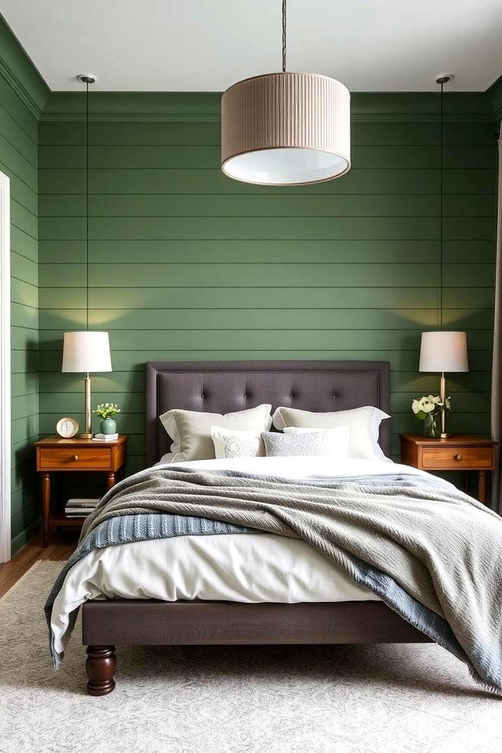 Green Shiplap Panelling - 30 Green Panelling Bedroom Ideas