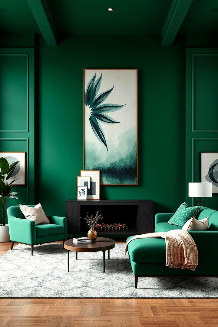 Green Statement Walls - 30 Forest Green Living Room Ideas