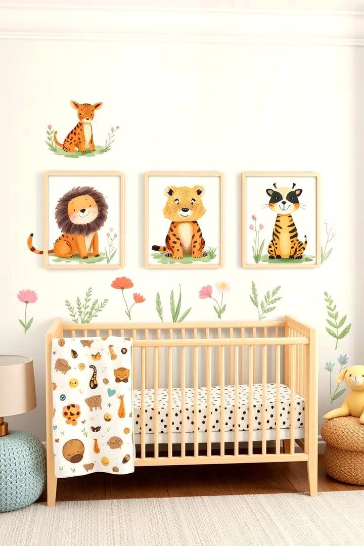 Hand Painted Animal Prints - 30 Nursery Accent Wall Ideas