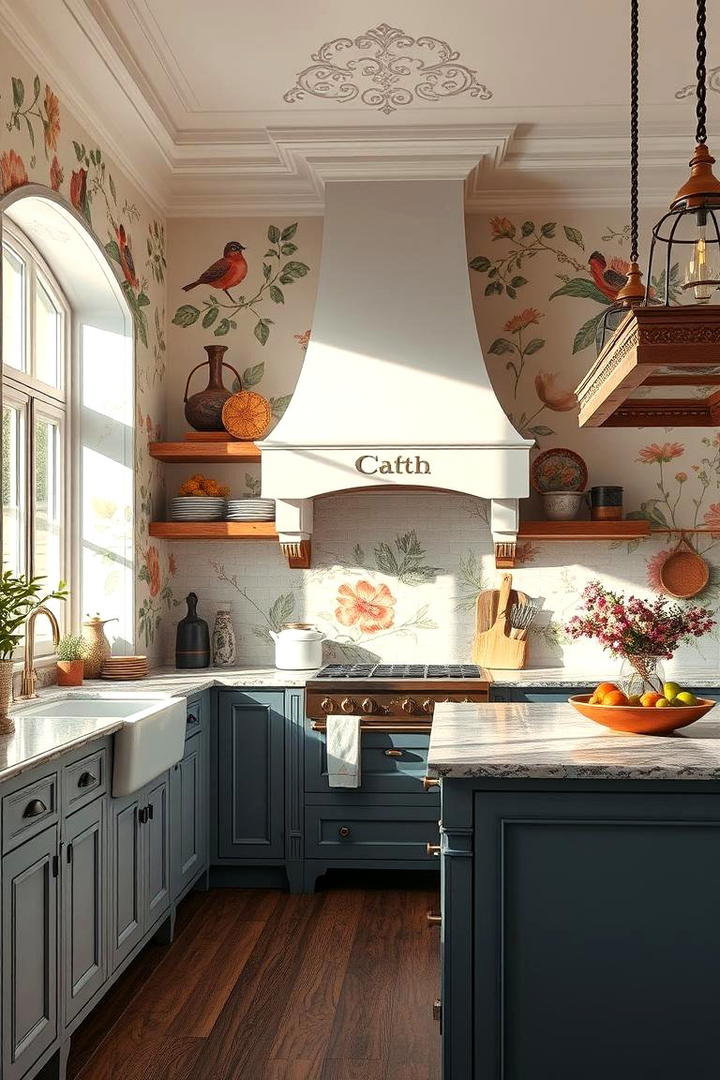 Hand Painted Murals - 30 Kitchen Wallpaper Ideas