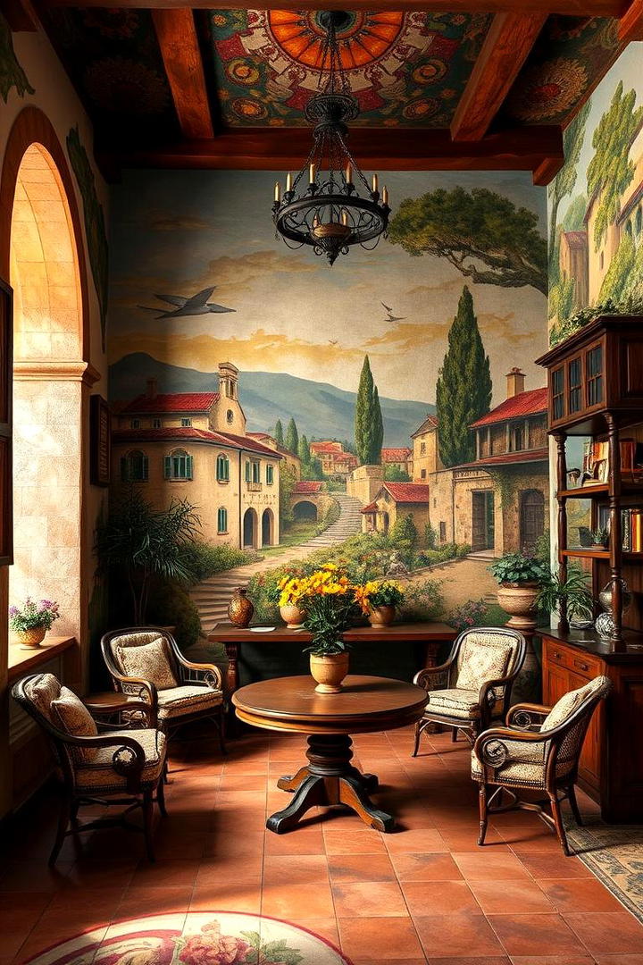 Hand Painted Murals - 30 Tuscan Interior Design Ideas