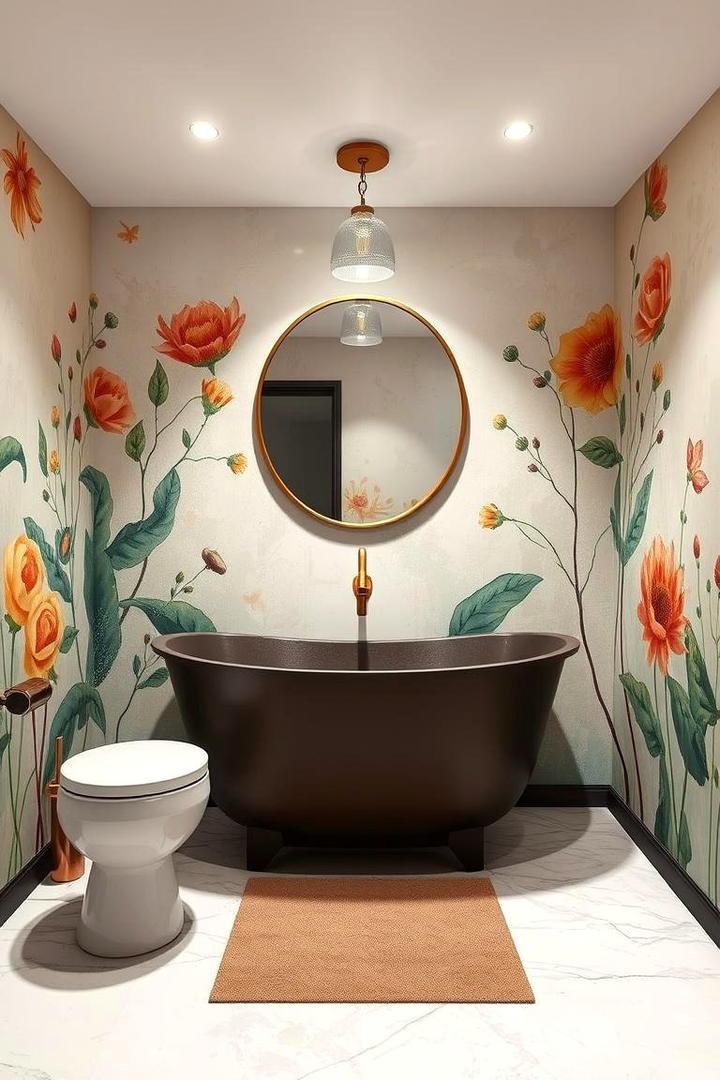 Hand Painted Murals - 30 Bathroom Art Ideas