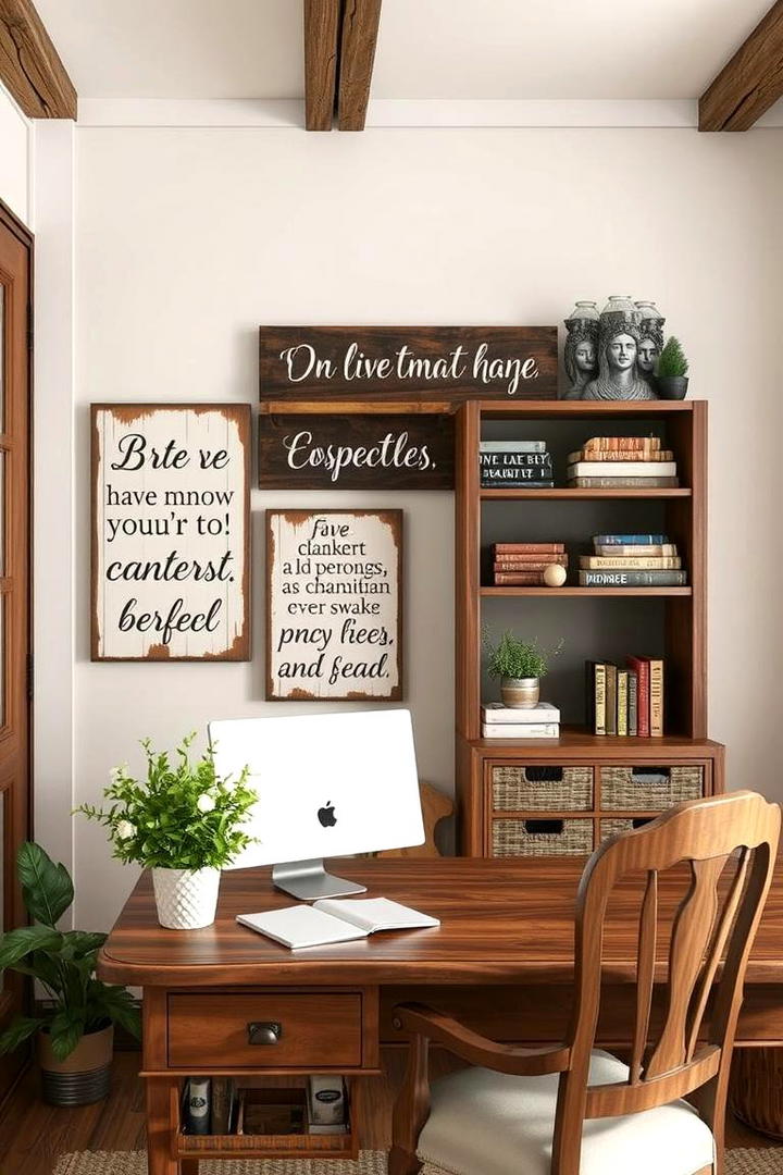 Hand Painted Signage Charm - 30 Rustic Home Office Ideas