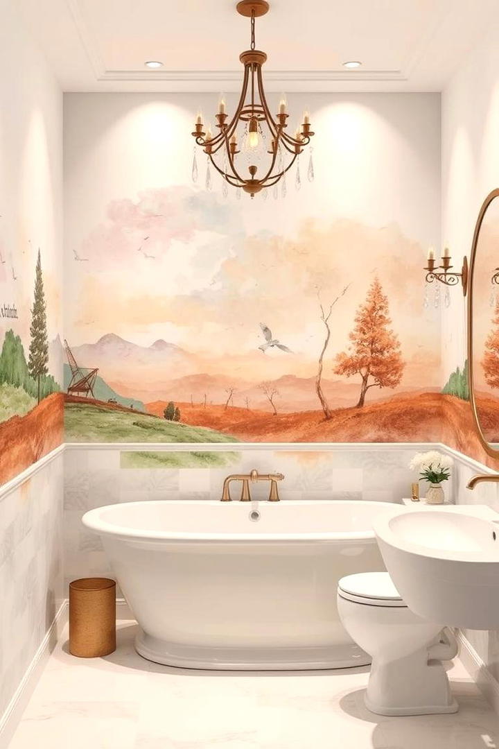 Hand Painted Watercolor Scenes - 30 Bathroom Wall Ideas