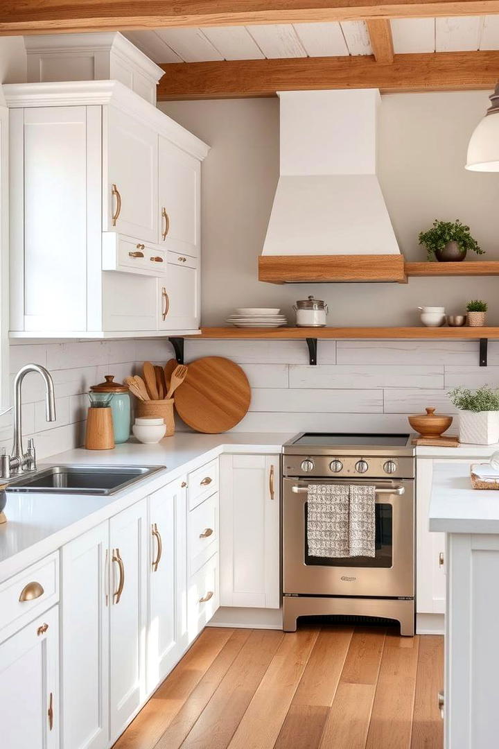 Hand Painted Wooden Accents - 30 Rustic White Kitchen Ideas