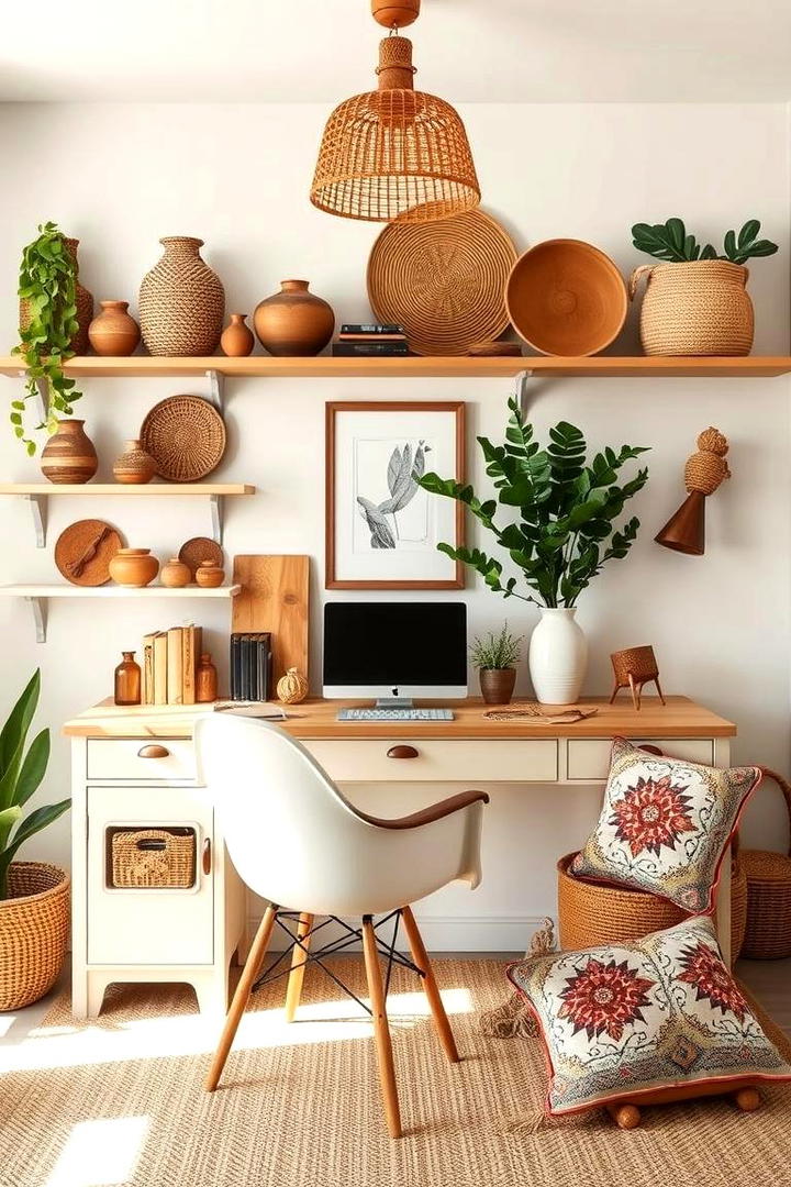 Handcrafted Artisanal Decor Workspace - 30 Bohemian Home Office Ideas