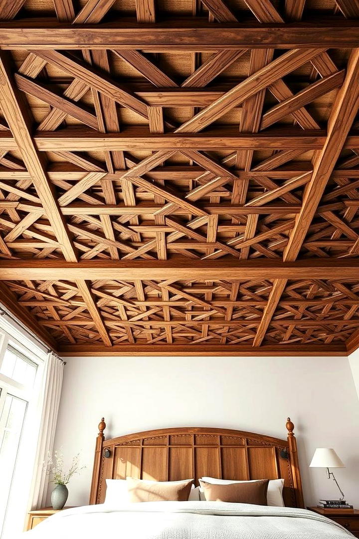 Handcrafted Lattice Ceiling Design - 30 Rustic Ceiling Ideas