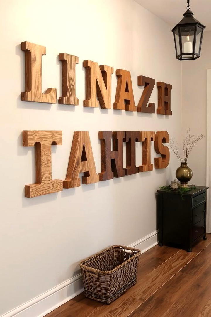 Handcrafted Wooden Letters - 30 Entryway Wall Ideas