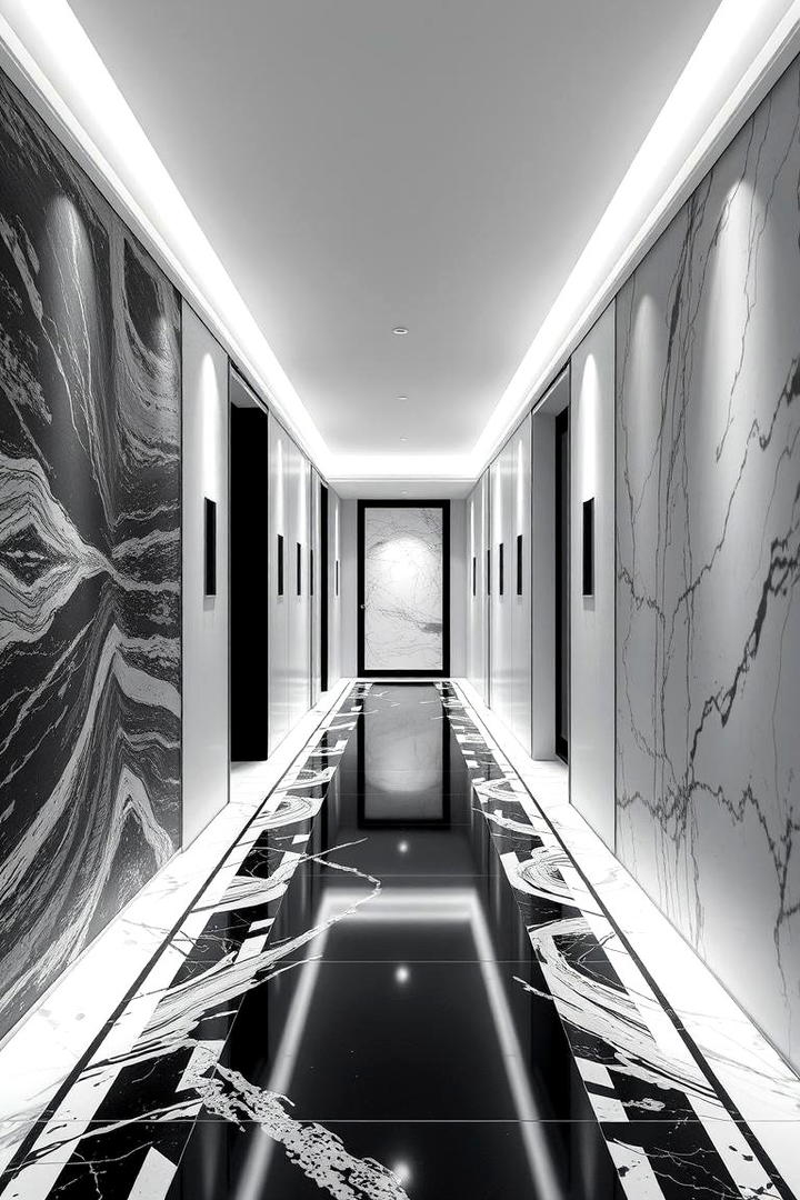 Harmonious Black and White Ensemble - 30 Black and White Hallway Ideas