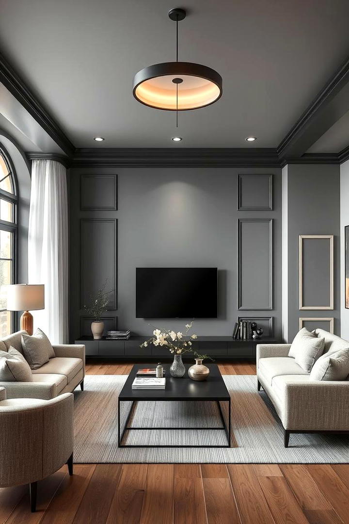 Harmonious Design - 30 living room grey walls black trim