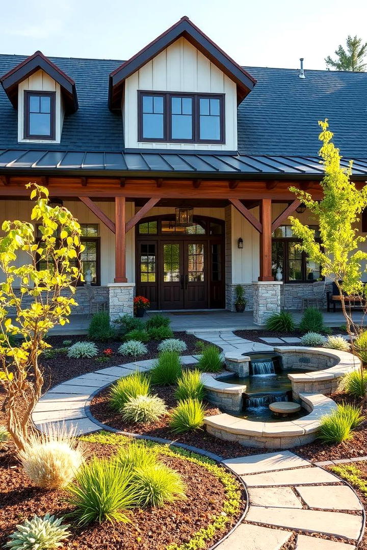 Harmonious Landscape Integration - 30 Barndominium Front Porch Ideas