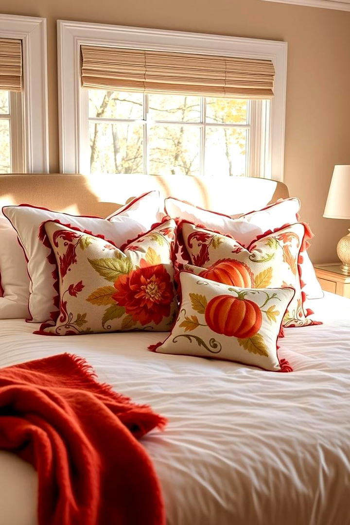 Harvest Season Pillows - 30 Fall Bedroom Decor Ideas