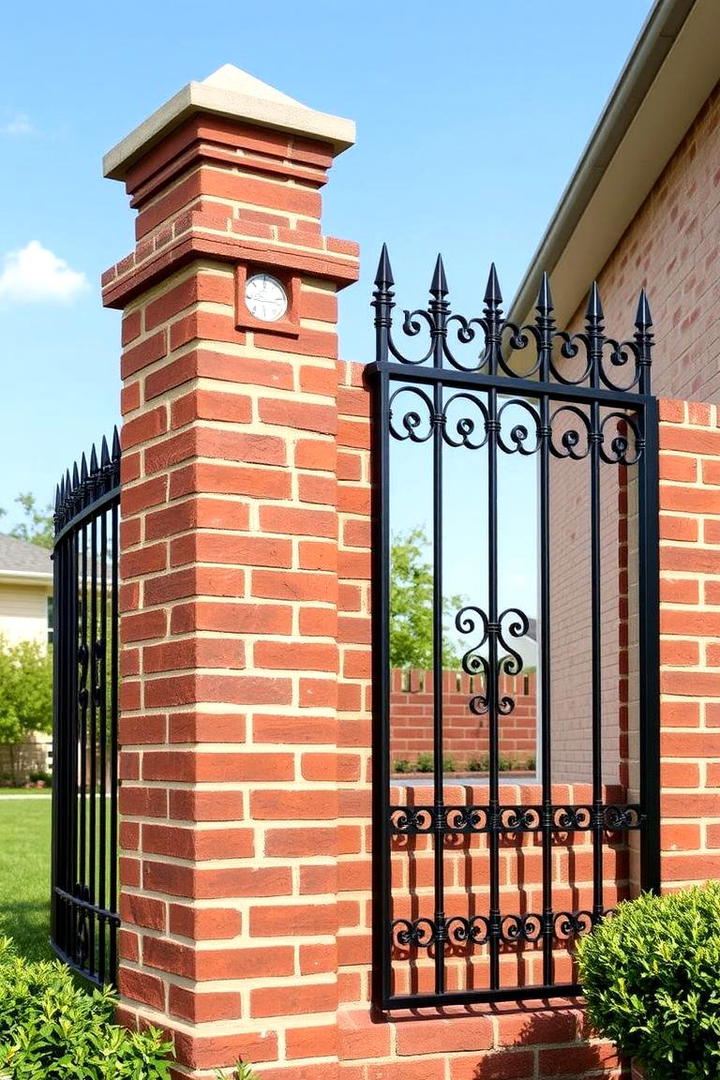 Heritage Inspired Brick and Iron Fence - 30 Corner Fence Ideas