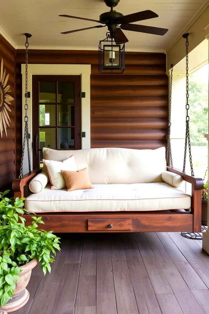 Heritage Inspired Porch Swing Bed - 30 Rustic Front Porch Ideas