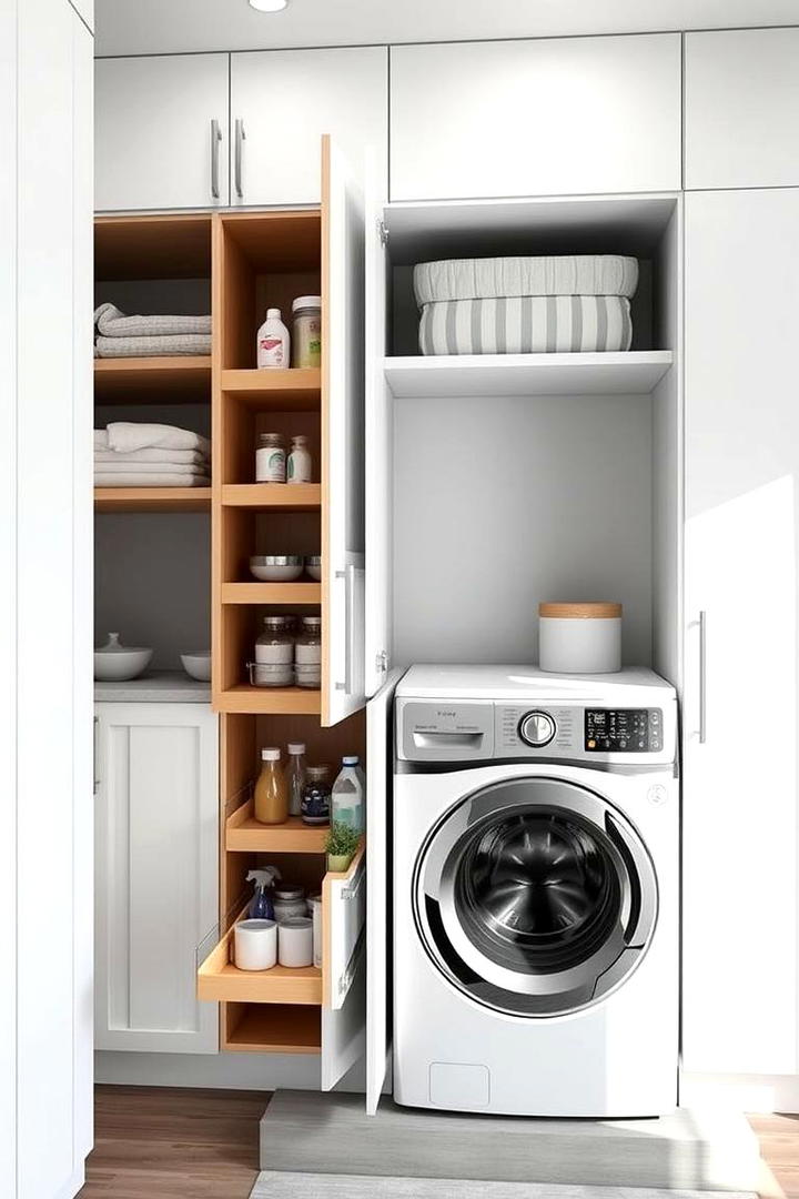 Hidden Pull Out Laundry Shelves - 30 Laundry Room Shelf Ideas