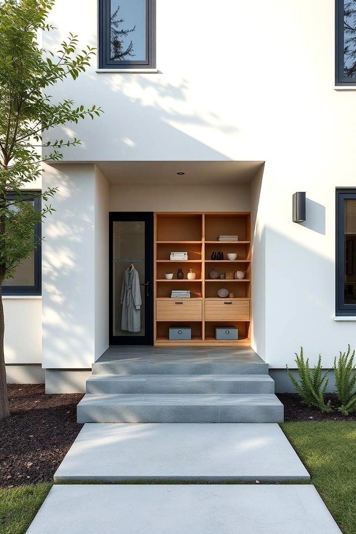 Hidden Storage Solutions - 30 Minimalist House Exterior Ideas